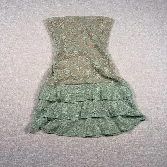 Sage Green Women's Lace Mini Dress Small Party Short Edikted cottage boho - Picture 1 of 4